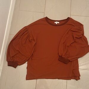 Umgee‎ USA Womens XL Balloon Sleeve Top - Polyester/Rayon Blend Rust Color